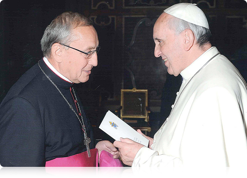 Abp Tadeusz Kondrusiewicz podczas spotkania z papieżem Franciszkiem
