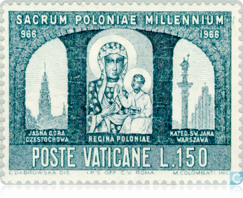 Wizerunek Matki Bożej Częstochowskiej na znaczku Watykanu